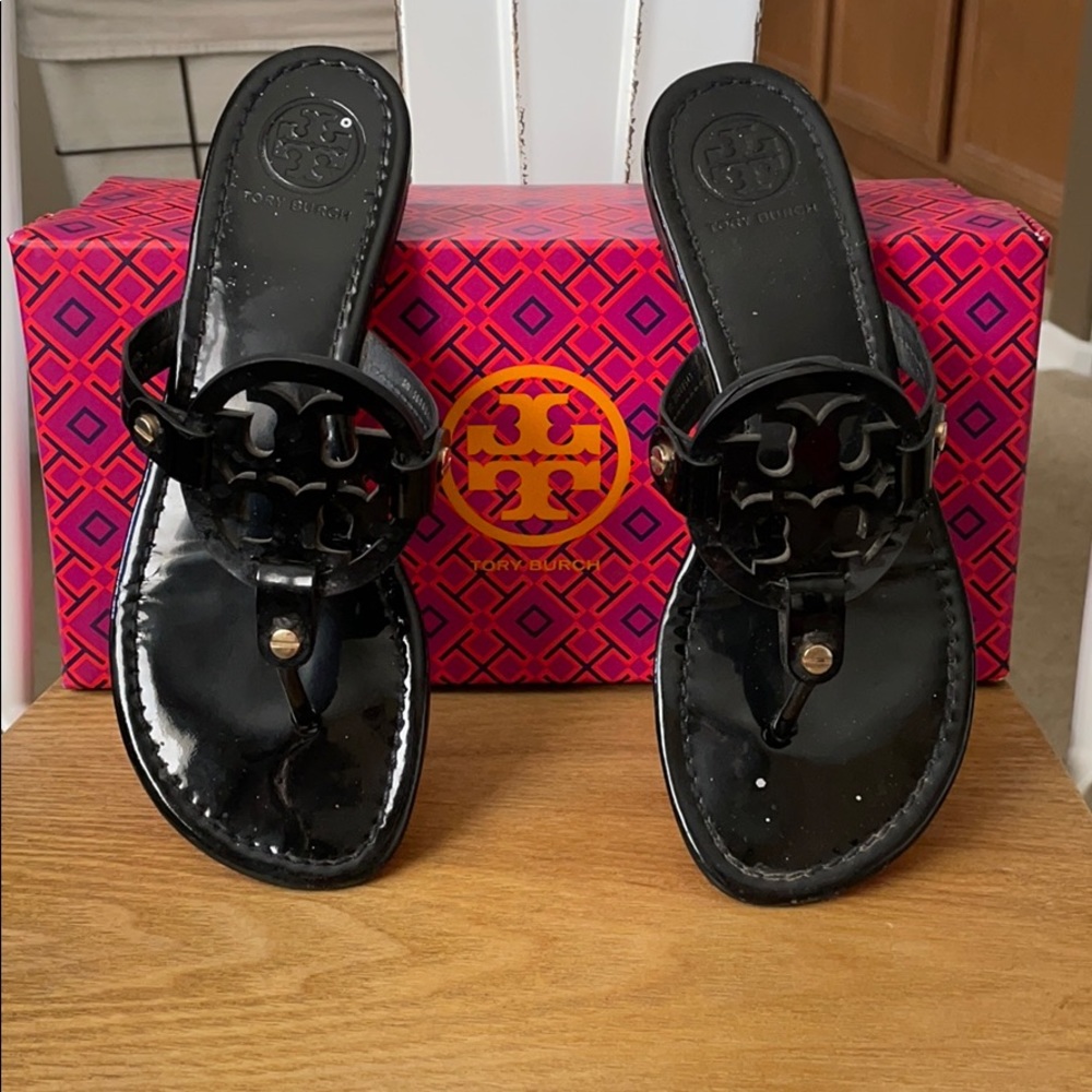 Authentic Tory Burch Miller Patent Calf Black